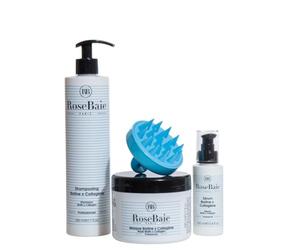ROSEBAIE | Routine Trio Biotine et Collagène | Réparation Pousse Cheveux | Shampoing 500ml | Masque 500ml | Sérum 100ml | Brosse massante offerte
