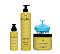 ROSEBAIE | Sérum Coco et Kératine | Nutrition et Hydratation | Cheveux abîmés et secs | Brosse Massante Offerte | Shampoing 500ml Masque 500ml Sérum 100ml