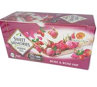 RoseCosmeticsNet Thé de Rose Bulgare 100% Naturel Pétale et Hagebutte - Boîte de 20 Sachets de Thé x 1g