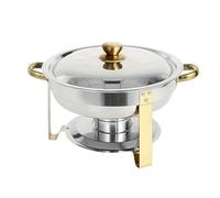 ROSEEONNE Buffet Chauffant Chafing Dishes for Buffet 4L Food Warmers for Parties Buffet Gold and Silver Colors Stainless Steel Round(Stainless Steel lid)