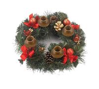 ROSEEONNE Couronne de l'Avent de Noël en Ruban, bougeoir et Bougies de Noël, décorations de Centre de Table de Saison, décoration de Calendrier(Brown)