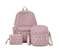 ROSEEONNE Ensemble de sacs à dos à nœud en trois pièces, cartable en coton for étudiant, grande capacité, joli sac, parfait for les voyages, le bureau et la rentrée scolaire(Roze,No doll)