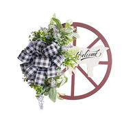 ROSEEONNE Hanging Roulette Wheel Wreath Artificial Wooden Reusable Garland for Wall Front Door Decoration and Christmas Party Decor(I)