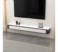 ROSEEONNE Meuble TV Suspendu Fully Assembled Floating TV Stand Wall Mount TV Console with Doors Under Shelf for Living Room Bedroom(Wit,140cm)