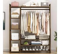 ROSEEONNE Porte-Manteau Porte-Manteau sur Pied en Bambou avec Rangement à Chaussures à 2 Niveaux, Support de séparation Multifonctionnel, Couleur Noyer Portants(100cm)