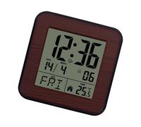 ROSEEONNE Réveil de Table Réveil numérique en Plastique, Petit réveil de Bureau avec rétroéclairage, for la Maison, Le Bureau, la Chambre d'enfant. l'horloge(Brown Wood Grain)