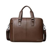 ROSEEONNE sacoche pc Sacoche en cuir for ordinateur portable 14 pouces for homme, sacoche bandoulière en cuir for homme, grande capacité, à porter sur un sac à main. sac homme(Brown)