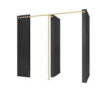 ROSEEONNE Salle d'essayage Cabine d'essayage Double en Forme de F avec 3 Rideaux d'ombrage Cabine d'essayage temporaire for magasins de vêtements Boutiques Accueil Cabine d'essayages(Svart)