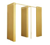 ROSEEONNE Salle d'essayage Cabine d'essayage Double, Magasin de vêtements, boutiques, séparateur avec 3 Rideaux Simples en Forme de F, Rideau de Dressing Cabine d'essayages(Gold,180 * 80 * 200)