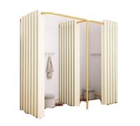 ROSEEONNE Salle d'essayage Cabine d'essayage Double, Magasin de vêtements, boutiques, séparateur avec 3 Rideaux Simples en Forme de F, Rideau de Dressing Cabine d'essayages(Beige,200 * 100 * 200)