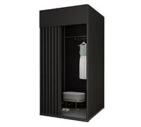 ROSEEONNE Salle d'essayage Cabine d'essayage Portable, Pliable, Mobile avec Rideau d'ombrage, Boucles de Suspension, Bases Stables Cabine d'essayages(Svart,100 * 80 * 200)