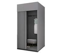 ROSEEONNE Salle d'essayage Cabine d'essayage Portable, Pliable, Mobile avec Rideau d'ombrage, Boucles de Suspension, Bases Stables Cabine d'essayages(Grey,80 * 80 * 200)