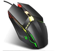 ROSEEONNE Souris Gamer Souris de Jeu Optique Filaire 1600 DPI, 4 Boutons, éclairage RVB, molette inclinable, Noire Classique sans Fil Souris(Svart)