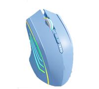 ROSEEONNE Souris Gamer Souris sans Fil 2,4GHz, Dispositif de pointage Optique Ergonomique, 7 Boutons, 2400DPI, Batterie, Affichage sans Fil Souris(Blauw)