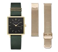 Rosefield Boxy Black BFGMG-X237 Coffret Cadeau pour Femme en Laiton et Cuir de Couleur Vert doré 26 mm x 28 mm Étanchéité : 3 Bar