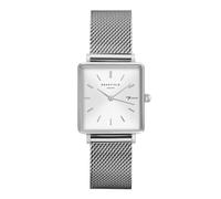 Rosefield Femme Montre The Boxy: Argent 26 * 28mm Boîtier Carré with Cadran Blanc and Bracelet Acier Argent - QWSS-Q02