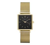 Rosefield Femme Montre The Boxy: Or 26 * 28mm Boîtier Carré with Cadran Noir and Bracelet Or - QBMG-Q06