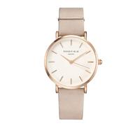 Rosefield Femme Montre The West Village : Or Rose 33mm Boîtier Rond avec Cadran Blanc and Bracelet Cuir Rose tedre - WSPR-W73