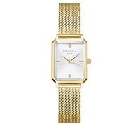 Rosefield Octagon XS Montre Femme - Bracelet Maille Doré - Montre Femme avec Cadran Blanc - Acier Inoxydable - Résistante 3ATM - Luxe Élégant au Quotidien