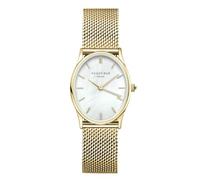 Rosefield The Oval Pearl Gold Mesh avec Cadran Blanc nacré et boîtier doré de 24x29 mm OWGMG-OV10 en Acier Inoxydable.