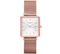 Rosefield Femme Montre The Boxy: Or Rose 26 * 28mm Boîtier Carré with Cadran Blanc and Bracelet Or Rose - QWSR-Q01