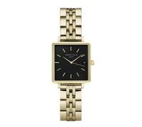 Rosefield Femme Montre The Boxy XS: Or 22 * 24mm Boîtier Carré avec Cadran Noir et Bracelet Acier Or - QMBG-Q025
