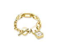 Rosefield The Octagon Charm Chain Or Blanc avec Cadran Blanc et Boîtier en Or de 18,5x15 mm SWGSG-O52 en Acier Inoxydable