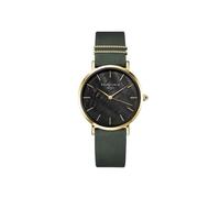 Rosefield West Village Green avec Cadran Noir et Un boîtier doré de 33 mm en Cuir WBFLG-W95