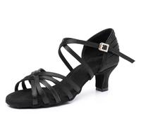 Rosefinch Chaussures de Danse Latine Classique pour Femmes Chaussures de Danse Professionnelle Chaussures de Danse de Salon Party Salsa Fitness Talon 5cm, Noir 38EU