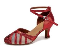 Rosefinch Chaussures de Danse Latine pour Femmes avec Filet à Paillettes Sasha Tango Pratique Chaussures de Danse 5/7cm Talon