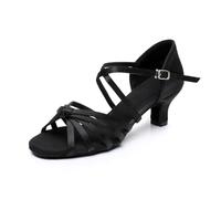 Rosefinch Chaussures de Danse Latine pour Femmes, Chaussures de Danse Professionnelles pour la Salsa, Le Tango, Le Cha-cha, la Salle de Bal Talon 5cm, Noir 38EU
