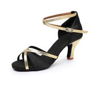 Rosefinch Chaussures de Danse Latine pour Femmes Salle de Danse Professionnelle Salsa Chacha exécute des Chaussures de Danse Noir 7cm Talon 40EU