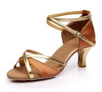 Rosefinch Chaussures de Danse Latine pour Femmes Salle de Danse Professionnelle Salsa Chacha exécute des Chaussures de Danse Brun 5cm Talon 40EU