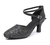 Rosefinch Chaussures de Danse Latine pour Femmes Salsa Bachata Ballroom Professional Performance Chaussures de Danse Noir 7cm Talon 40EU