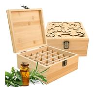 RoseFlower Boîte Huile Essentielle Aromathérapie Boîte de Stockage, 25 Trous imperméable Aromathérapie Boîte de Rangement en Bois - Organisateur Voyage Étui de Transport pour Voyage et Présentation