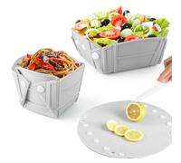 RoseFlower Bol Pliable Camping, Vaisselle Camping 3 en 1 Pliables en Bol à Saladier, Tasse et Assiette, Saladier Pliable Assiette Camping pour Le Camping, la Randonnée - Gris