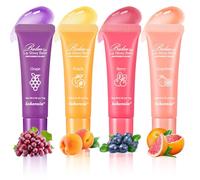 RoseFlower Ensemble de baume à lèvres, Baume à lèvres teinté aux 4 arômes naturels de fruits pour le soin des lèvres, tubes de réparation des lèvres, prévient les lèvres craquelées et sèches