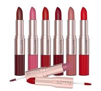 RoseFlower Ensemble de Rouges à Lèvres 2 en 1, 6 Pièces, Rouge à Lèvres Liquide Mat Nude, Non Collant, Longue Tenue, Gloss Brillant, Coffret Cadeau pour Filles et Femmes (SET B)
