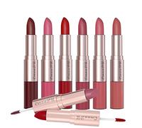 RoseFlower Ensemble de Rouges à Lèvres 2 en 1, 6 Pièces, Rouge à Lèvres Liquide Mat Nude, Non Collant, Longue Tenue, Gloss Brillant, Coffret Cadeau pour Filles et Femmes (SET A)
