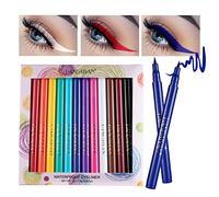 RoseFlower Ensemble D'eye-liner Liquide Coloré Arc-en-ciel Mat 12PCS, Eye-liner Pinceau à Pointe Douce et Hyper Pointue de 12 Couleurs, Ensemble de Stylos Coloré Eye-liner Imperméable à Haute#1