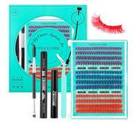 RoseFlower Kit Extension Cils Individuel, 244 pièces Faux cils D Curl avec pinceau à mascara, applicateurs, pinces et extensions de cils individuelles, Kit faux cils Naturel, DIY cluster lashes