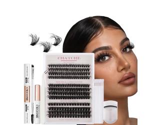 RoseFlower Kit Extension faux Cils Individuel 240pcs, Recourbe-cils, Extension Cils D Curl avec pinceau à mascara, applicateurs, pinces et extensions de cils individuelles, 10-16mm