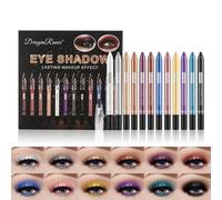 RoseFlower Lot de 12 Bâtons de Fard à Paupières, paillettes nacrées surligneur pour les yeux Eyeliner Ensemble de stylos imperméable de longue durée Avec Taille-crayon