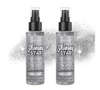 RoseFlower Lot de 2 poudres de paillettes, spray scintillant pour le corps et les tissus pour cheveux, peau, visage et vêtements - Poudre brillante scintillante pour maquillage de scène et fête de