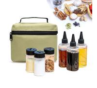 RoseFlower Pot d'assaisonnement Bouteille de Sauce Portable, Lot de 6 Pots À Épices avec Sac de Rangement - sel, poivre, Récipient à épices pour Voyage de Pique-nique au Barbecue Camping en Plein Air