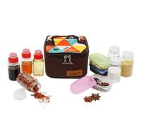 RoseFlower Pot d'assaisonnement Portable, Lot de 10 Pots À Épices avec Sac de Rangement - poivre, sel, Récipient à épices pour Voyage de Pique-nique au Barbecue en Camping en Plein Air -80/100ml