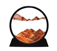 RoseFlower Sablier Decoratif Art Sable Mouvant, Peinture de Sable Qui Coule 3D de paysage de mer profonde dans du verre, Décoration de bureau à domicile, cadeau de vacances de Noël - Orange/7''