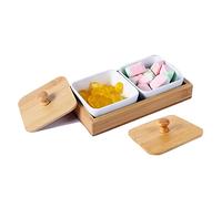 RoseFlower Set Apéritif 2 Coupelles Carrées en Porcelaine avec Plateau en Couvercle de Plateau, Plateau de Service Apéritif, Carrées Aperitif Céramique, Condiments, Collations, Noix et Bonbons