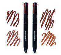 RoseFlower Stylo de maquillage 4 en 1, Magical Crayon Maquillage de Crayon à lèvres 4 couleurs Baie/Moka/Rose nu/Mauve, Texture Mélangeable et Crémeuse, Polyvalent pour les Voyages