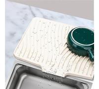 RoseFlower Tapis Egoutoire Vaisselle Silicone, D'égouttage en Silicone pour Plans de Travail de Cuisine avec égouttoirs Intégrés, Tapis de Séchage Antidérapant 15.8‘’ X 13‘’